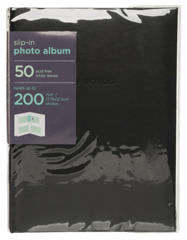 WHSmith Black 7 x 5 Photo Album 50 White Slip-in Leaves