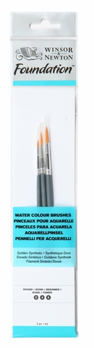 Winsor & Newton Foundation Watercolour Brush Set 10 Short Handle (Pack of 3)