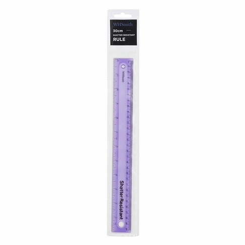 WHSmith Assorted Colour Shatter Resistant 30cm Ruler