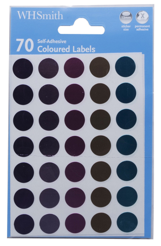 WHSmith Self Adhesive Metallic Coloured Labels (Pack of 70)