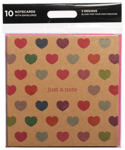 WHSmith Multi Coloured Stars & Hearts Kraft Blank Notecards (Pack of 10)