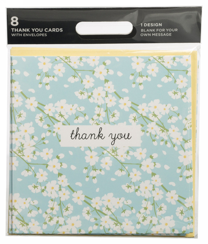 WHSmith Turquoise Small Ditsy Daisy Thank You Cards (Pack of 8)