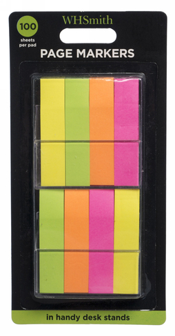WHSmith Assorted Colourful Page Markers in Stand (Pack of 800)