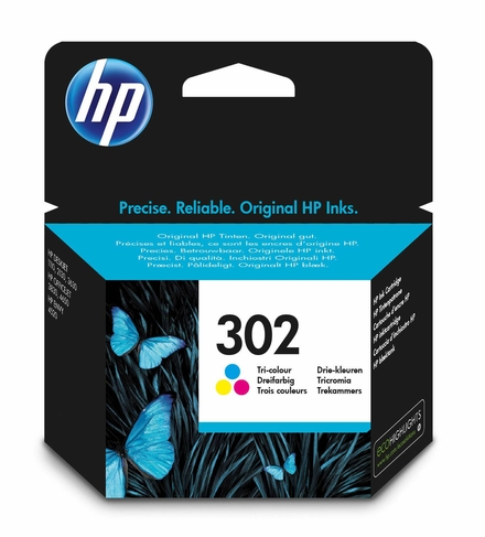 HP 302 Tri-Colour Original Ink Cartridge, Instant Ink Compatible, F6U65AE
