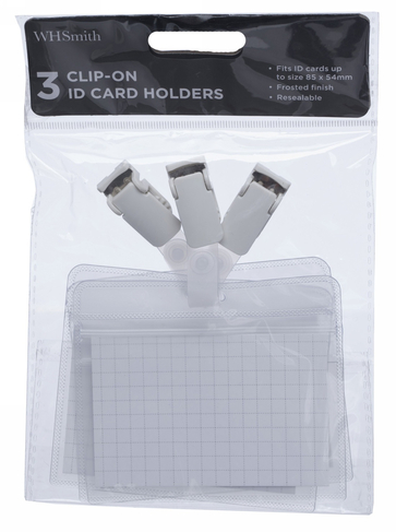 WHSmith Clip - On ID Card Holders (Pack of 3)