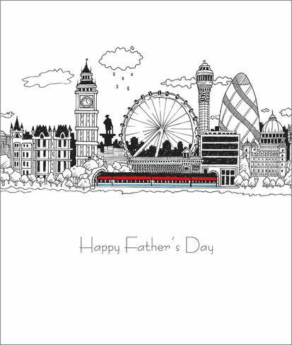 Portfolio Pen and Ink London Skyline Father's Day Greeting Card 