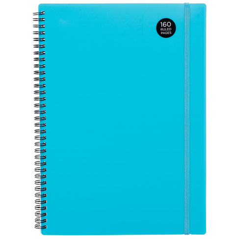 WHSmith Blue Poly Wiro Bound A4 Notebook