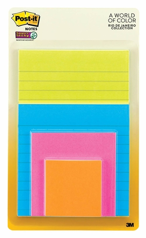 Post-it Rio Assorted Sticky Notes (Pack of 4)
