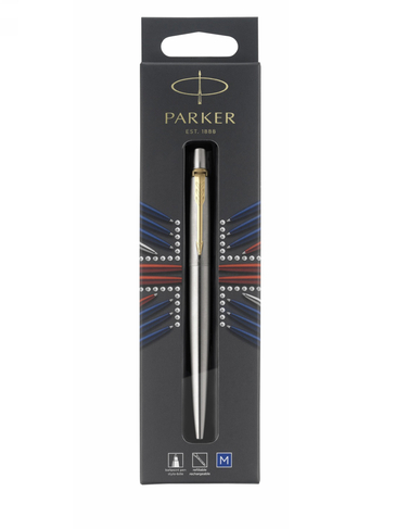 Parker Jotter London Stainless Steel Ballpoint Pen with Gold Trim, Medium Nib, Blue Ink