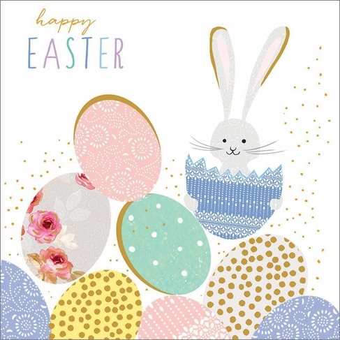 Portfolio Pretty Eggs and Bunny Easter Card