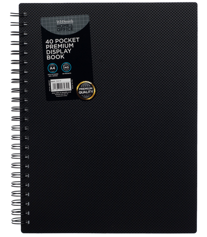 WHSmith Black Premium 40 Pockets A4 Plastic Display Book