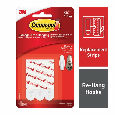Command Medium Refill Strips (Pack of 9) 