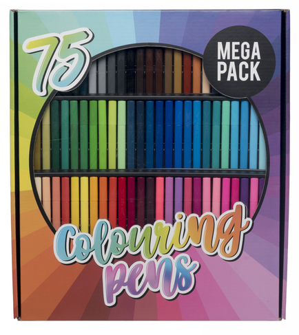 WHSmith Colouring Pens, Assorted Ink (Pack of 75)