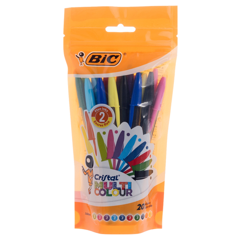 BiC Cristal Multicolour, Pack of 20, Assorted Colours - Supplies East Riding