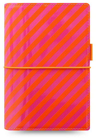 Filofax Domino Personal Patent Organiser Pink and Orange Stripe