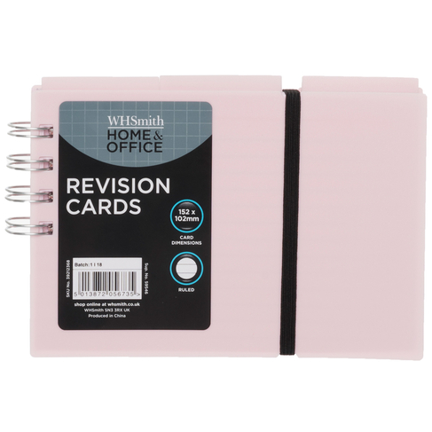 WHSmith Assorted Pastel Colours Spiral Bound Revision Cards