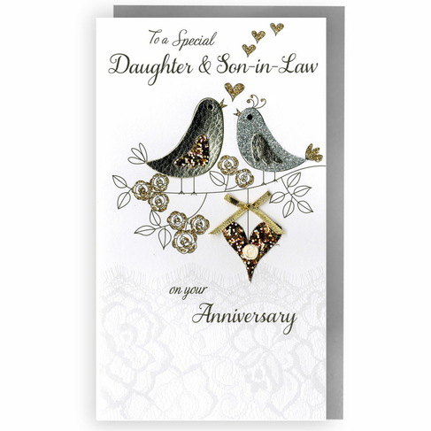Second Nature Anniversary Daughter & Son In Law Card - Birds on Branch 