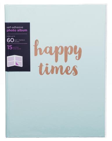 WHSmith Melodie Happy Times A4 Pastel Blue Photo Album 15 White Self-Adhesive Leaves