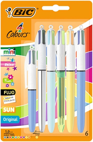 BIC 4 Colour Assorted Ballpoint Pens Assorted Ink (Pack of 6) 