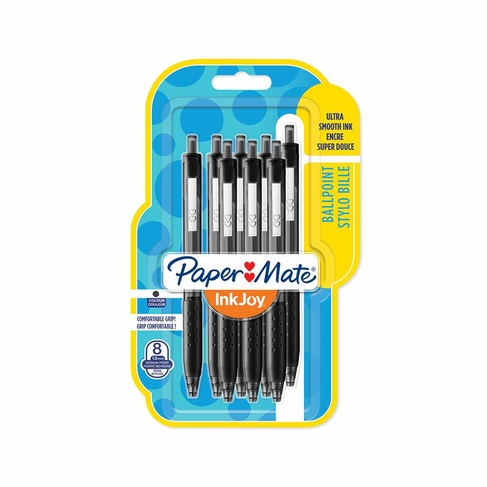 Paper Mate InkJoy Ballpoint Pens, Medium Nib, Black Ink (Pack of 8)