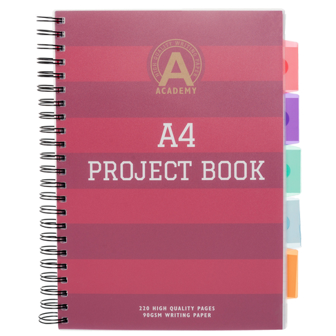 WHSmith Academy Red A4 Wide Ruled Project Notebook