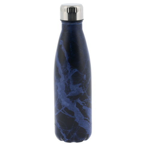 WHSmith Navy Marble 500ml Stainless Steel Insulated Water Bottle