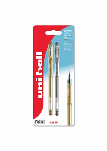 uni-ball Signo Gel Pens Metallic Gold and Silver (Pack of 2)