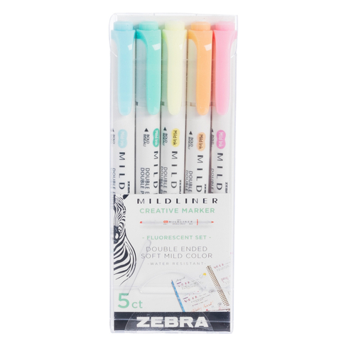 Zebra Mildliner Double Ended Soft Mild Colour Creative Marker (Pack of 5)