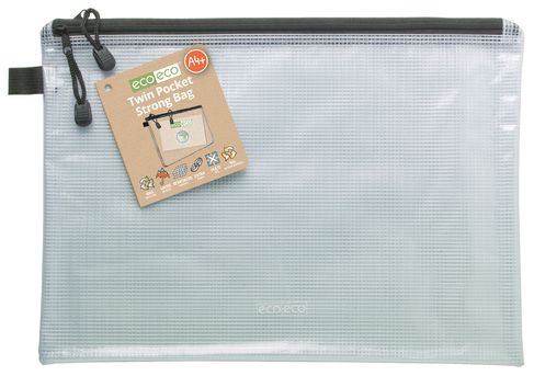 eco-eco 90% Recycled Clear A4+ Twin Pocket Strong Zip Bag