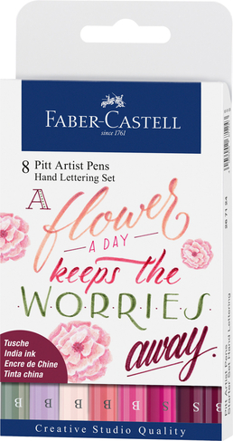 Faber-Castell Creative Studio PITT Artist Pens Hand Lettering Set Pink (Pack of 8)