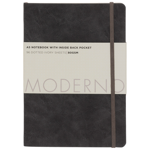 WHSmith Moderno A5 Charcoal Dotted Page Notebook