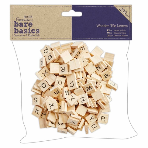 docrafts Papermania Assorted Wooden Tile Letters (Pack of 200)