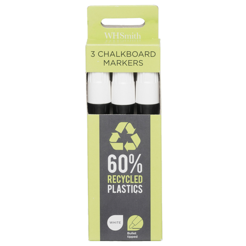 WHSmith Recycled Bullet Tipped Chalkboard Markers (Pack of 3)