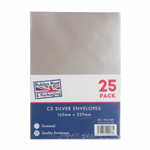 Pukka Post C5 Silver Envelopes (Pack of 25)