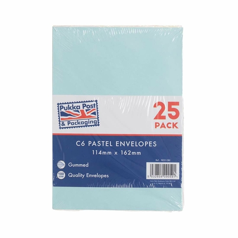 Pukka Post C6 Pastel Envelopes (Pack of 25)