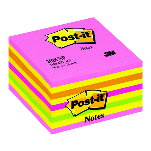 Post-it 76x76mm Neon Note Cube 2028NP
