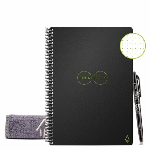 Rocketbook Core A5 (Executive) Dot Grid Digital Notebook with Pen and Wipe Black