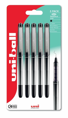 uni-ball eye Needle Ultra Fine Rollerball Pens Black (Pack of 5)