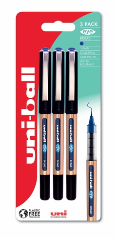 uni-ball eye 150 Broad Rollerball Pens Blue (Pack of 3)