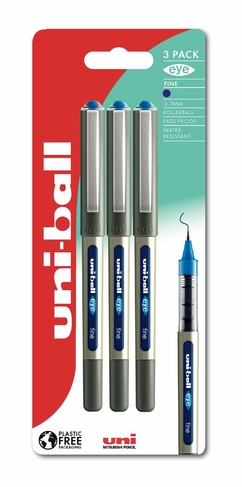 uni-ball eye 157 Fine Rollerball Pens Blue (Pack of 3)