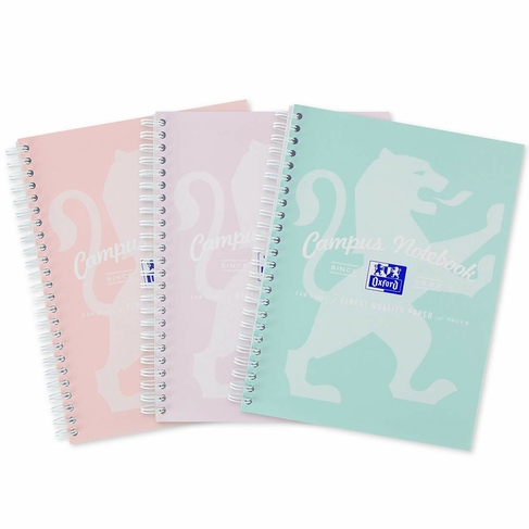 Oxford Campus A5+ Card Cover Wirebound Notebook Ruled  140 Pages Assorted Pastel