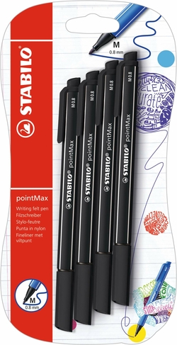 STABILO pointMax Nylon Sign Pens Black (Pack of 4)