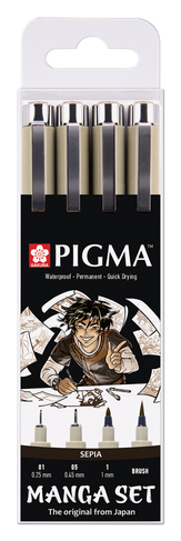 Sakura Unique Manga Pigma Micron Pens, Sepia (Pack of 4)