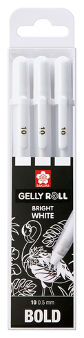 Sakura Basic Gel Pens, Bright White, Bold Nib (Pack of 3)