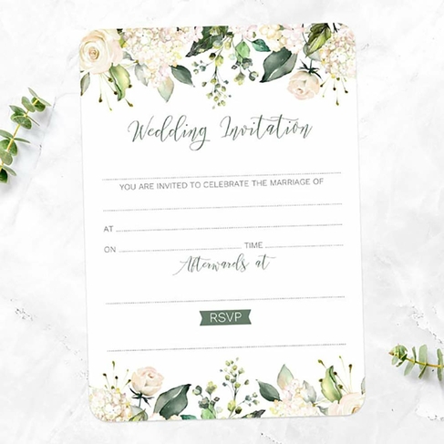 Dotty About Paper White Flower Garland Wedding Invitations (Pack of 10)