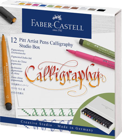 Faber-Castell Creative Studio PITT Artist Calligraphy Pens Studio Box (Pack of 12)