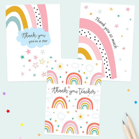 Dotty About Paper Chasing Rainbows Teacher Thank You Cards Mixed (Pack of 6)