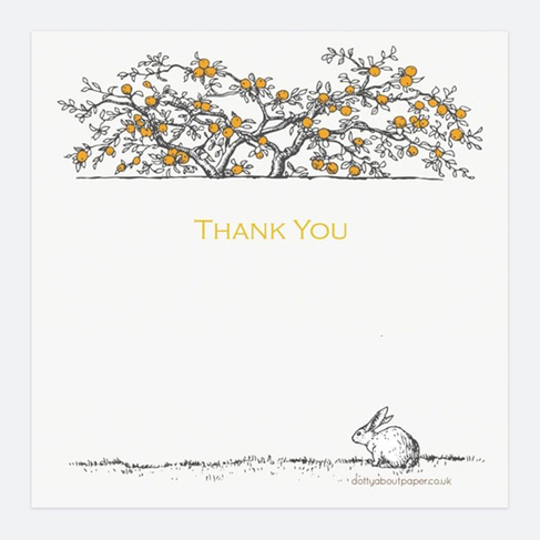 Dotty About Paper Thank You Tree & Rabbit - Postcard (Pack of 10)