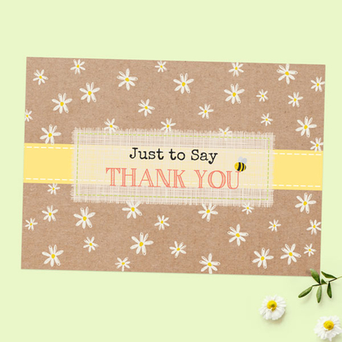 Dotty About Paper Ready to Write Thank You Cards Kraft Daisies (Pack of 10)