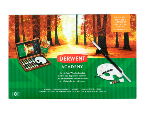 Derwent Academy Acrylic Paint Wooden Box Set